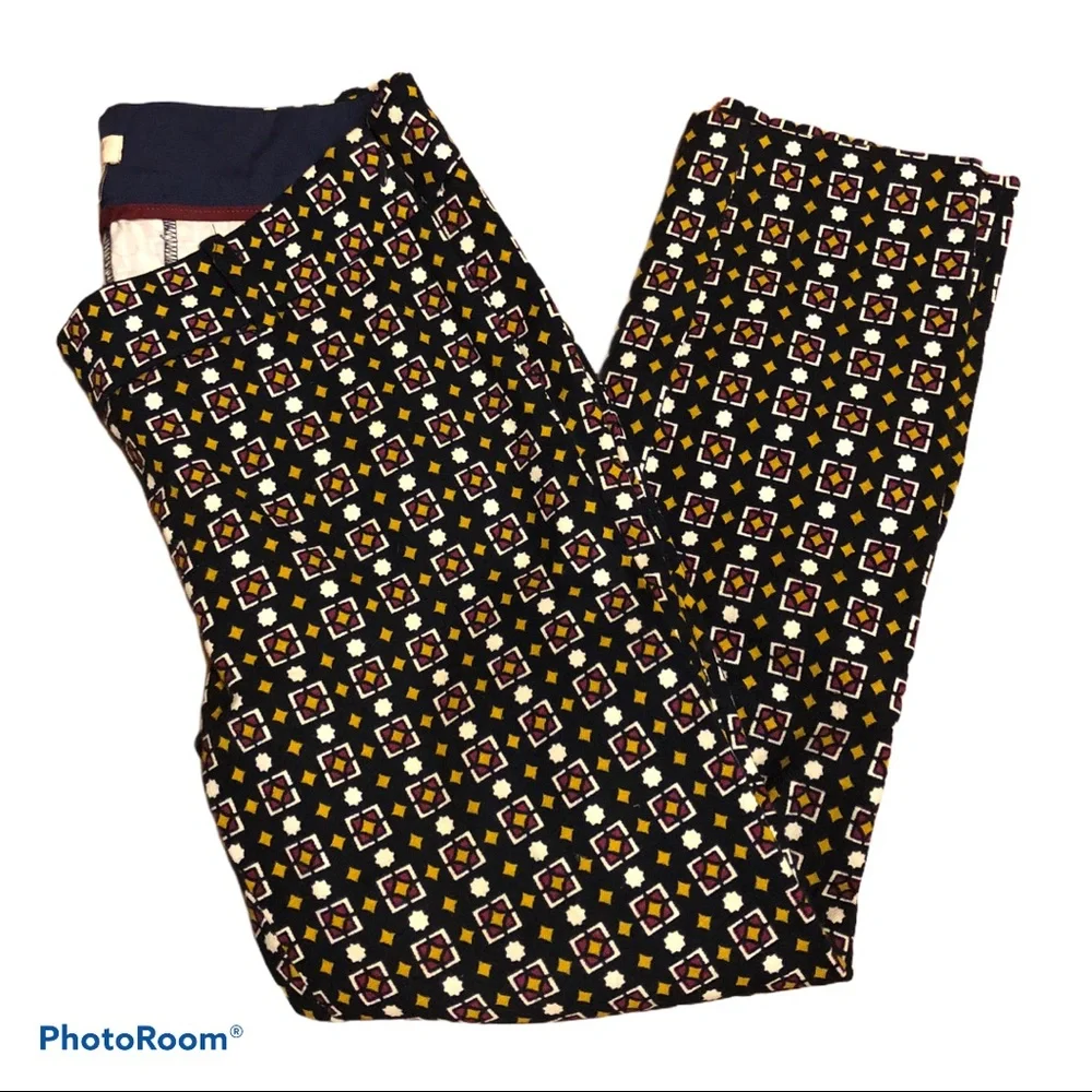 J. Crew Stretch Print Blue Ankle Pants